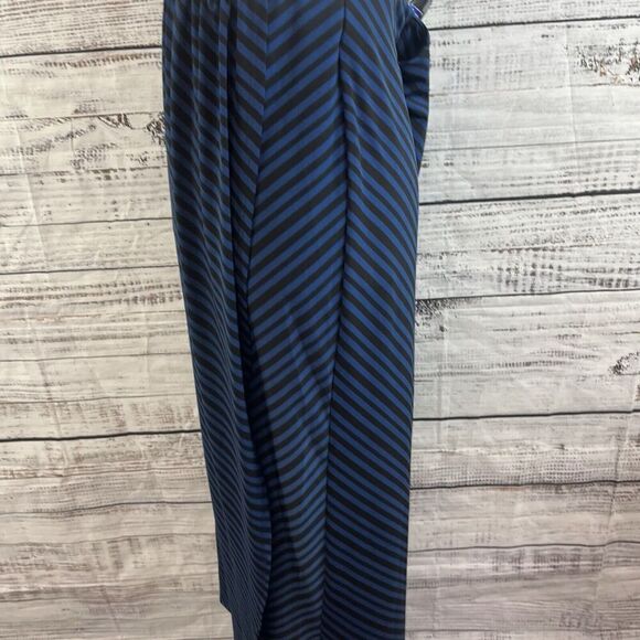 Lane Bryant Skirt size 14 16 Black Blue Striped Slinky Long Faux Wrap Modest - Picture 9 of 13
